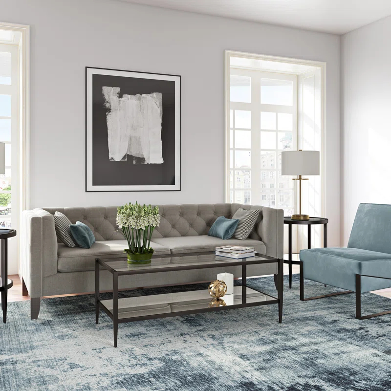 Hudson&Canal Glass Top Single Coffee Table