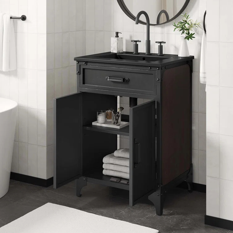 Modway Modway Steamforge 24.5'' Free Standing Single Bathroom Vanity with Ceramic Top