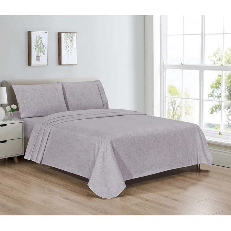 Bibb Home Egyptian Luxury 1800 Thread Count 4 pc Printed Sheet Sets