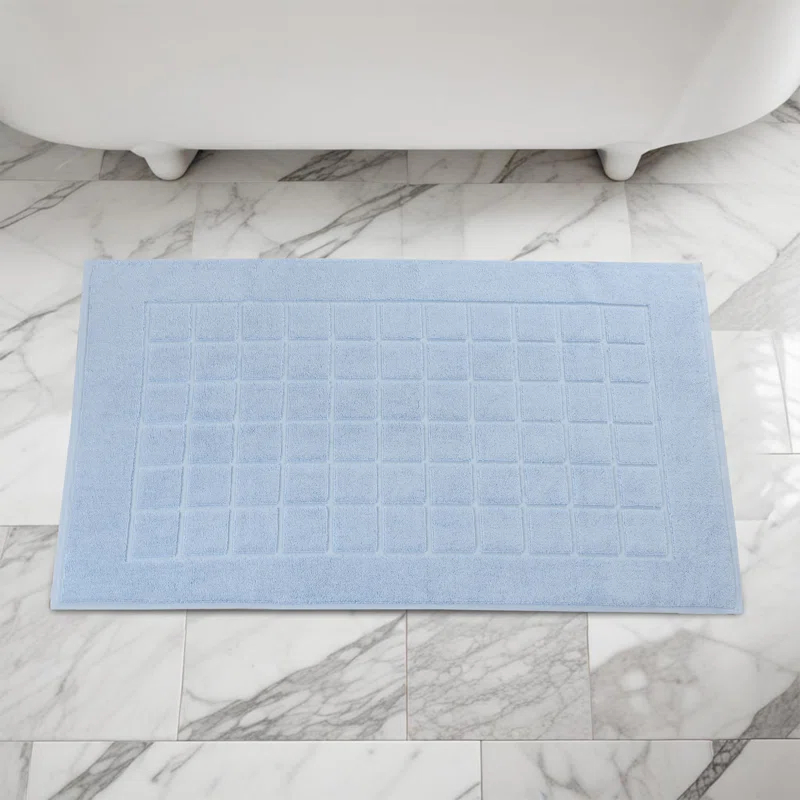 Superior Nora Cotton Terry Solid Absorbent Thick Checkered Washable Bath Mat Set Of 2 | AllModern