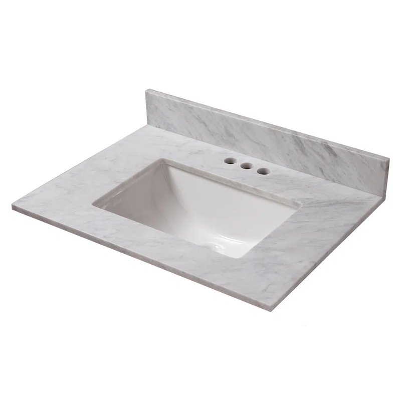 Cahaba 25'' Marble Single Vanity Top with Sink and 3 Faucet Holes