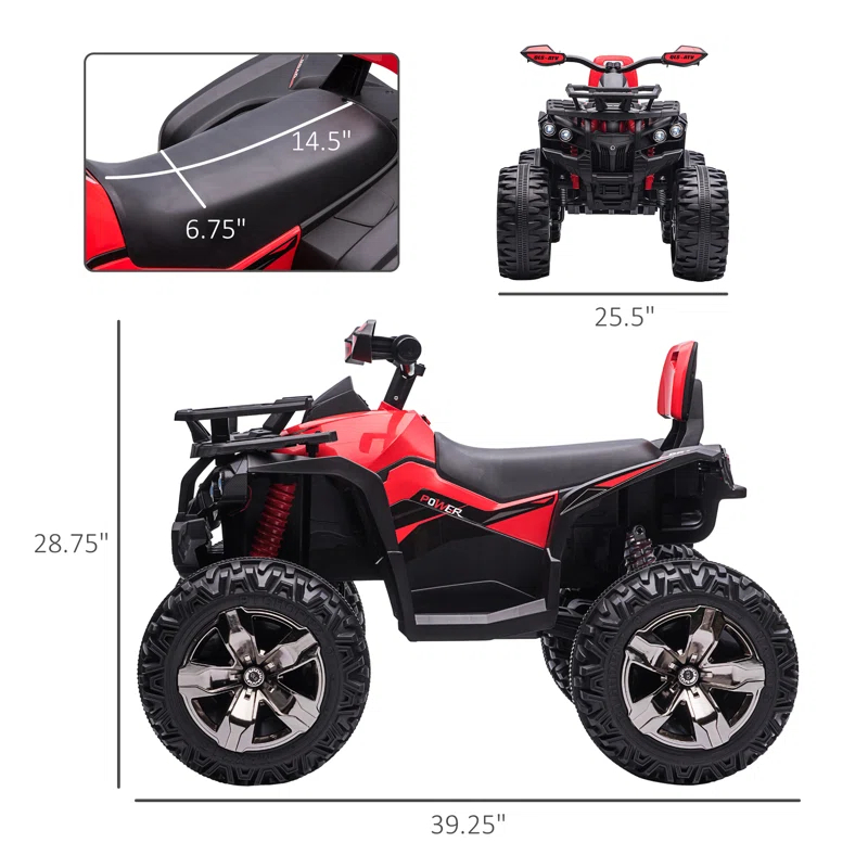 Aosom Aosom 12 Volt 1 Seater All-Terrain Vehicles Battery Powered Ride On