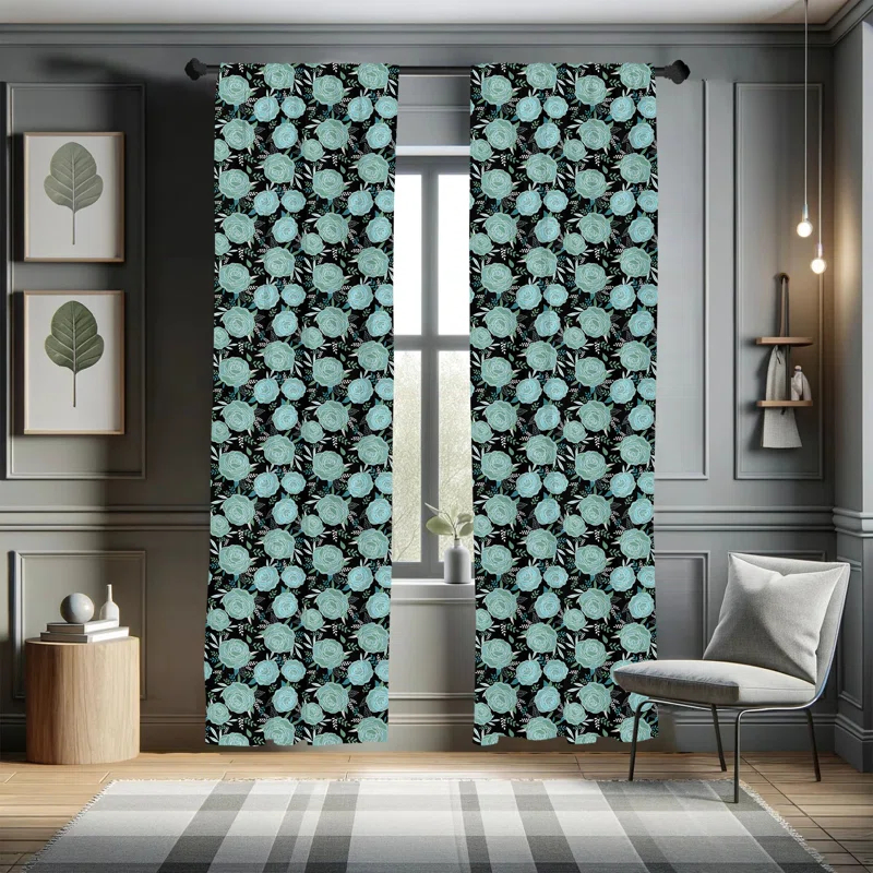 Ambesonne Floral Semi-Sheer Rod Pocket Sliding Panel (Set of 2)