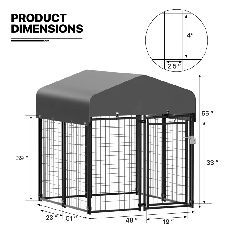 MoNiBloom 4ft x 4.25ft x 4.5ft Outdoor Dog Kennel with UV Protection Waterproof Cover, Dog Playpen Enclosure