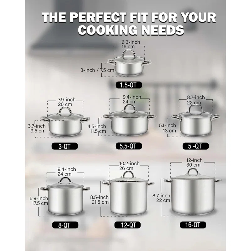 Cook N Home Cook N Home 5.5-quart Sauce Pot Stainless Steel Stockpot With Glass Lid, Basics Saucier Casserole Stock Pot