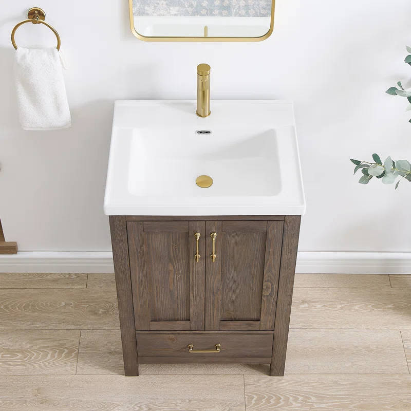Vinnova 23.6'' Single Bathroom Vanity with Ceramic Top