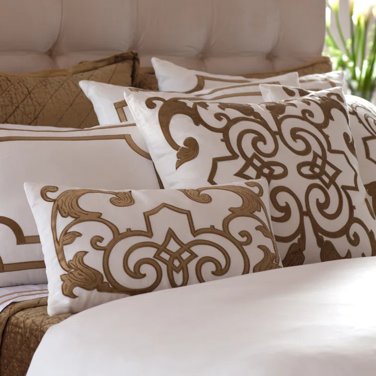 Lili Alessandra Mozart Appliqued Feather Linen Throw Pillow