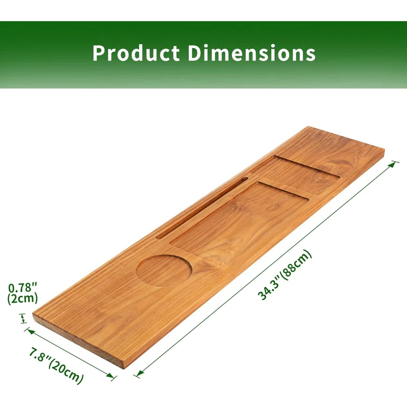 Rebrilliant Teak Bathtub Tray Table, Wooden Bath Board For Tub With Wine And Ipad Holder