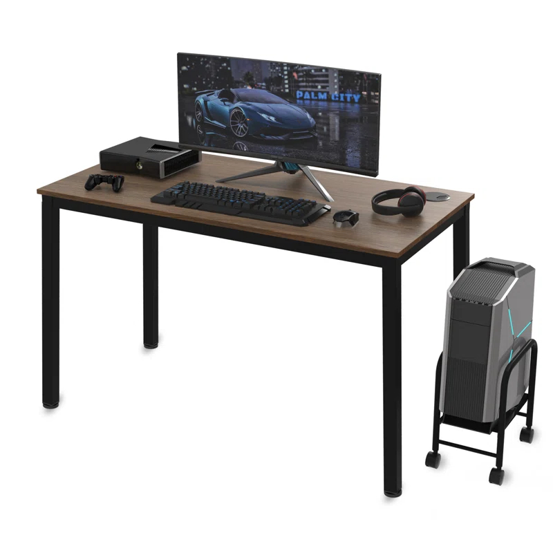 Eureka Ergonomic 47’’ Study Writing Computer Desk, Workstation With Cable Manager, Space Saving Office Home Desk With Multi Function, Gaming Desk Modern Industrial Style, Vintage Brown
