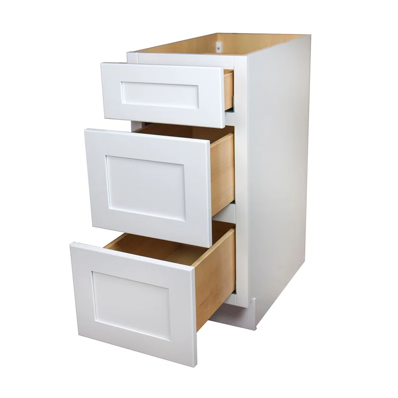 GCC Ransom White Shaker 3 Drawer Base Cabinet