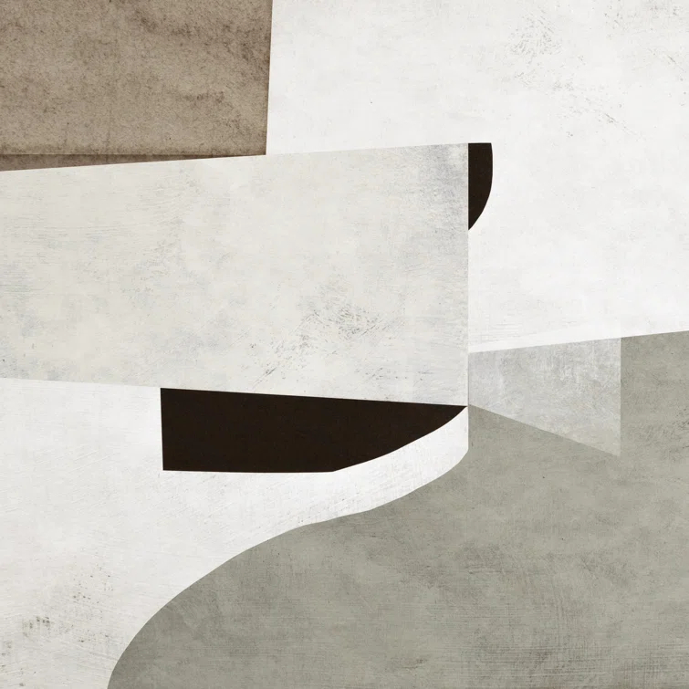 Large Abstract Canvas Art with Light Brown Floater Frame