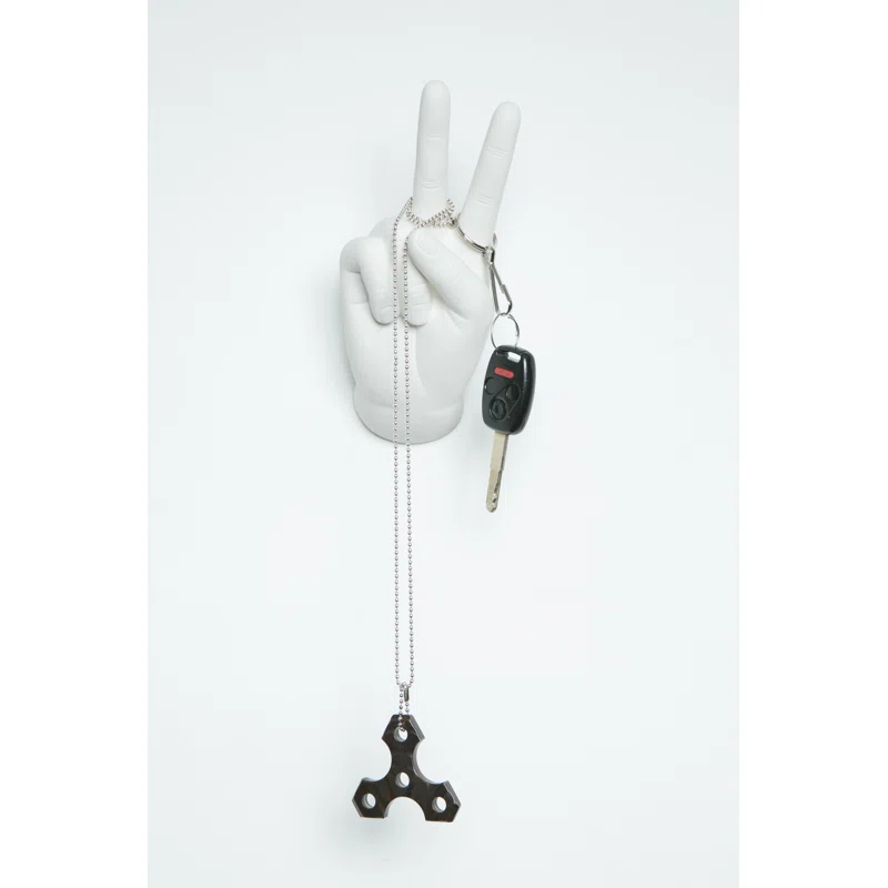 Wrought Studio™ Serap White Peace Hand Wall Mount - 8.5" tall