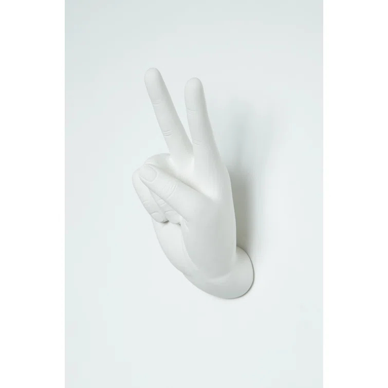 Wrought Studio™ Serap White Peace Hand Wall Mount - 8.5" tall