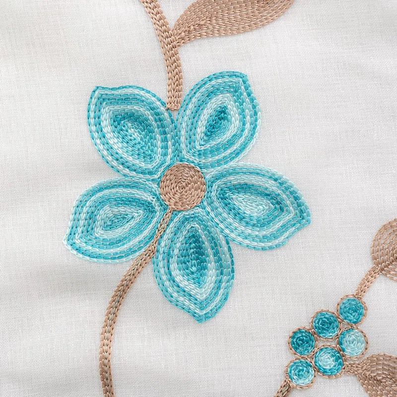 Red Barrel Studio® Embroidery Sheer Curtain 2 Panels Set Luxury Window Curtain Attached Valance With Satin Backing And 2 Tie Backs