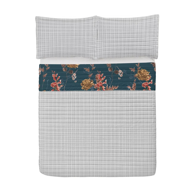 Ambesonne Microfiber Reversible 3 Piece Coverlet/Bedspread Set