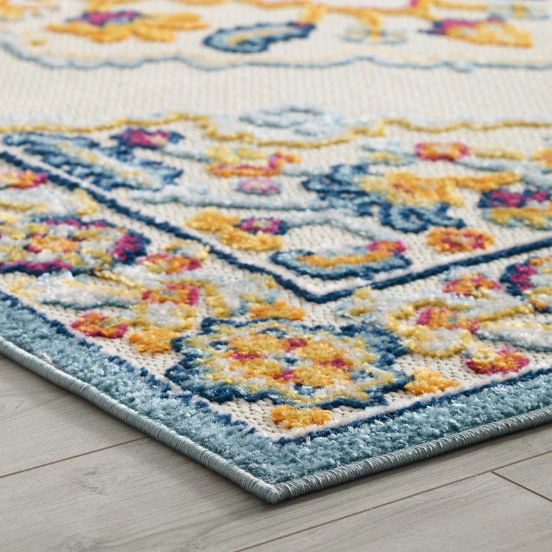 Modway Modway Reflect Ansel Distressed Vintage Floral Persian Medallion 5x8 Indoor and Outdoor Area Rug in Multicolored