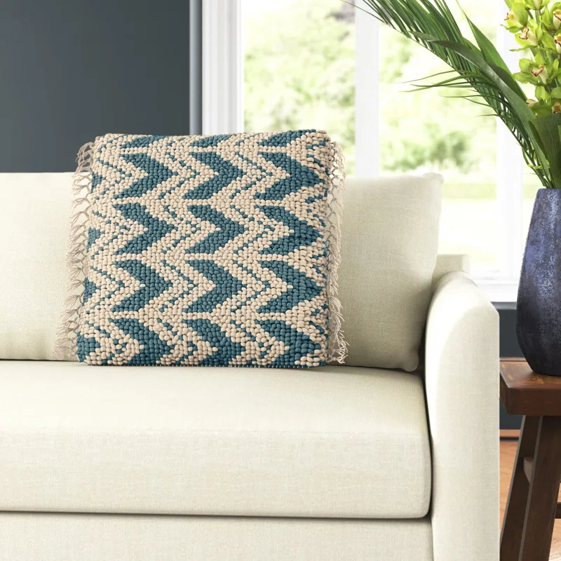Oakleaf Chevron Polyester,Wool,Cotton Blend Throw Pillow