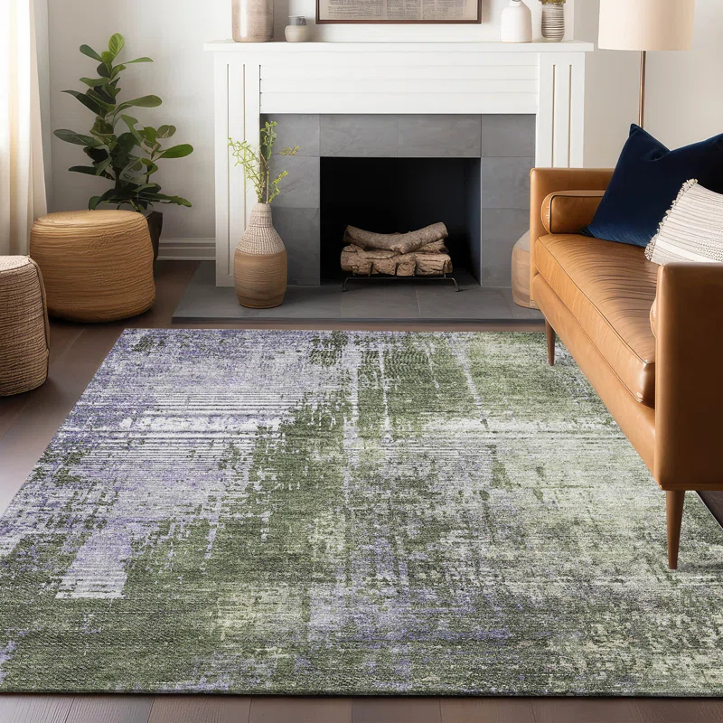 Premium Machine Washable Mayfield Olive Rug