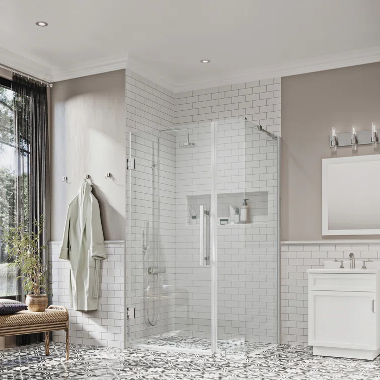 Ove Decors Endless Tampa-Pro 31" W x 72" H Corner Frameless Shower Kit, Door, Panel TP0123100