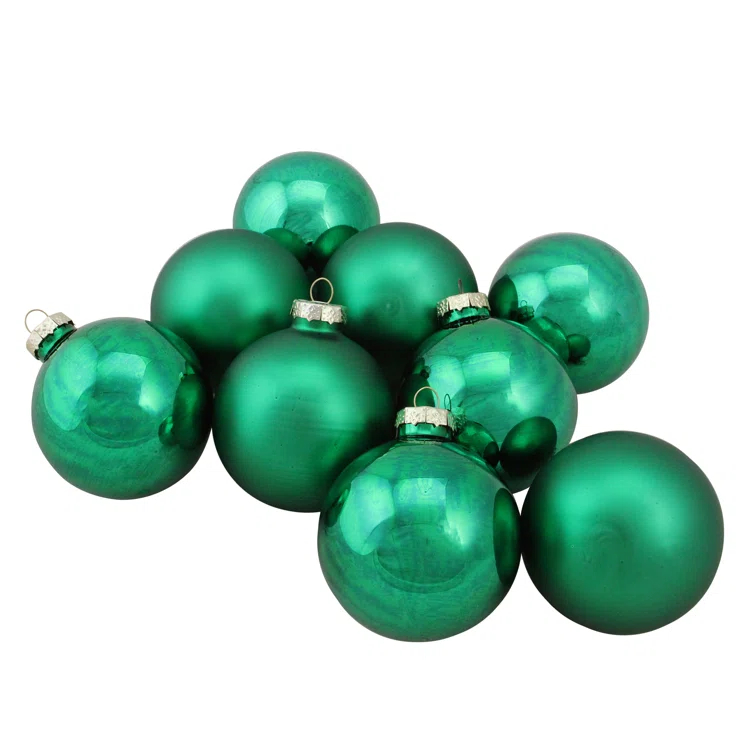 Glass Christmas Ball Ornament (Set of 9)