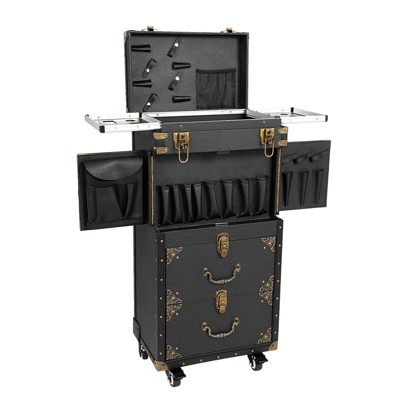 YaoTown Lockable Hairdressing Organizer Tool Box with Hair Dryer Holder