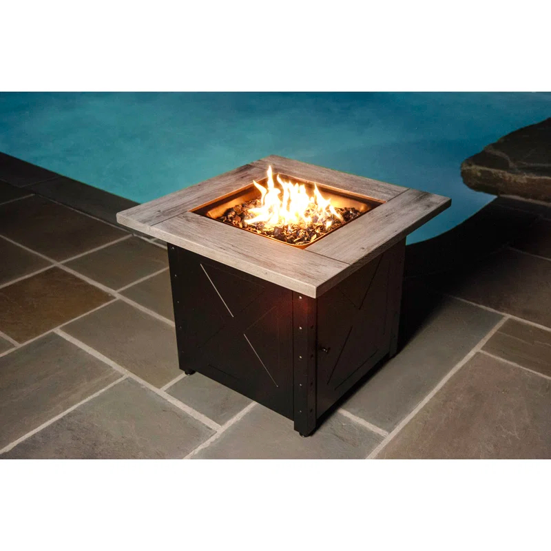 Endless Summer Mason by Endless Summer, 30" Square LP Gas Fire Table with Faux Wood Mantel