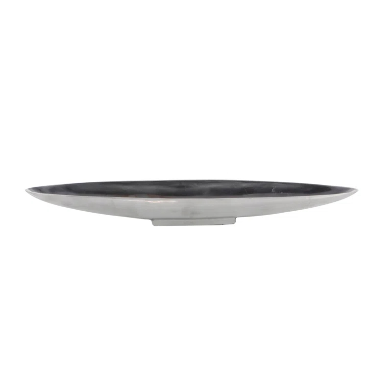 Hurtt Aluminum Metal Sleek Minimalistic Boat Decor Silver Tray