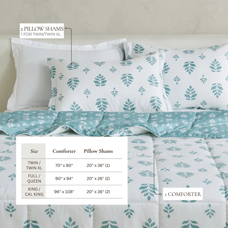 FreshFolds Reversible Microfiber Comforter Set with Shams