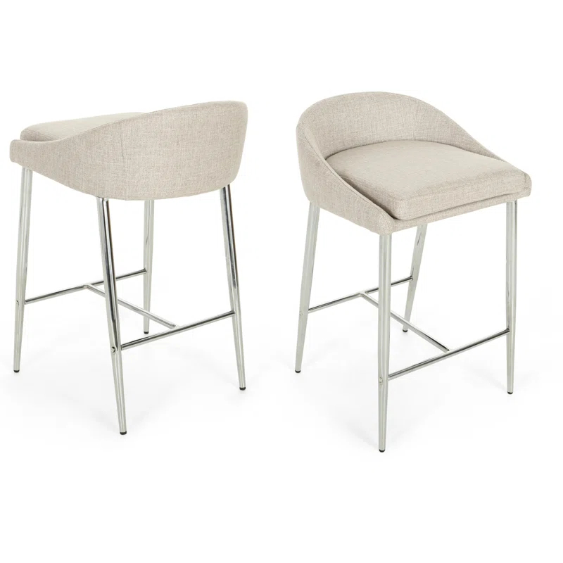 Ivy Bronx Modern&Simple Design Counter Stools Set of 2 – Upholstered Seats, Chrome-Finished Base for Kitchen Island or Breakfast Nook | Wayfair