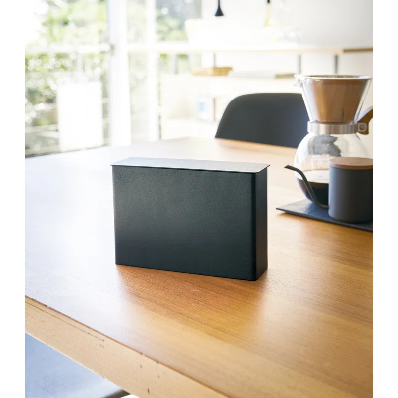 Yamazaki Home Yamazaki Home 02 Coffee Filter Case - Kitchen Storage Holder Container, Steel, Lid