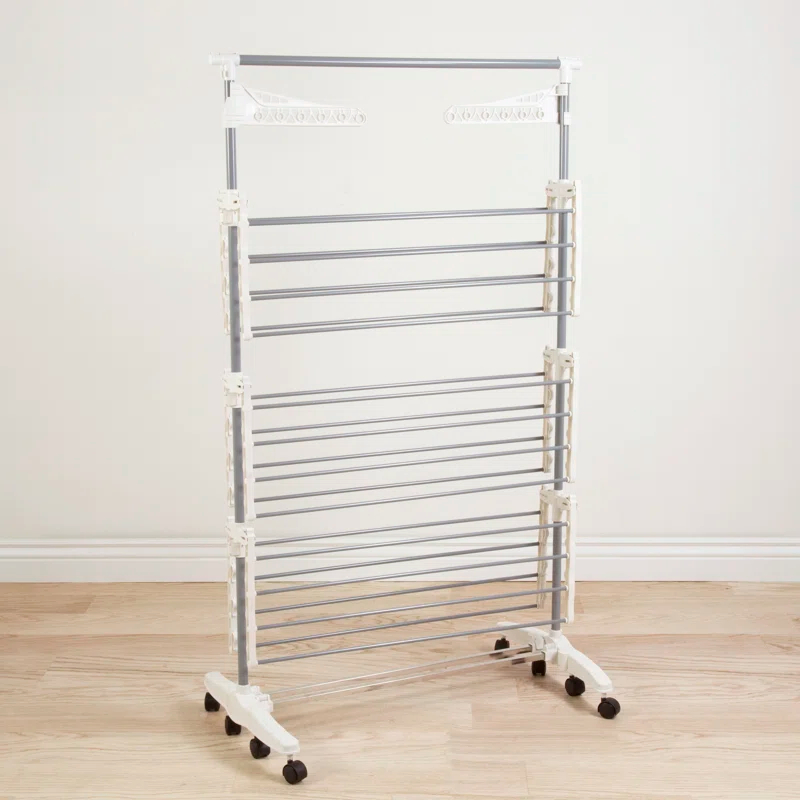 Everyday Home Heavy-Duty 3-Tier Laundry Rack - Stainless-Steel Indoor Clothing Organization and Storage Shelf for Hanging, Folding, or Drying by Everyday Home