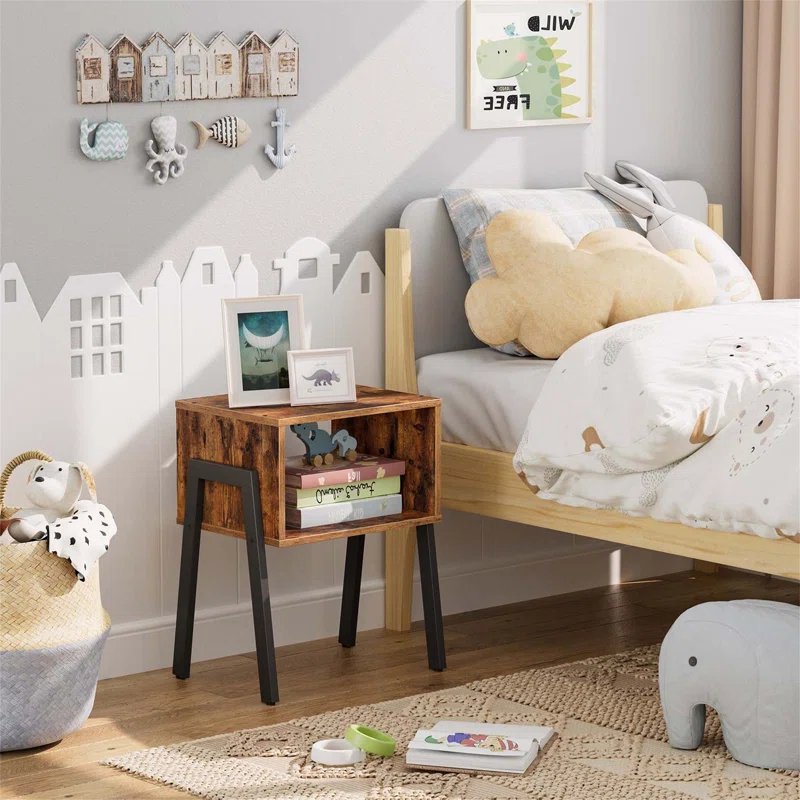 17 Stories Stackable Nightstand Set Of 2 With Open Storage Shelf - Space-Saving End Tables For Bedroom & Living Room, Multi-Functional Modern Side Tables With Adjustable Feet, Easy Assembly Design