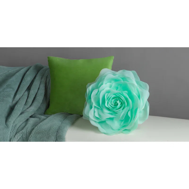 JWH Simulation Rose Flower Throw Pillow Decorative Round Floral Accent Pillow Cover & Insert