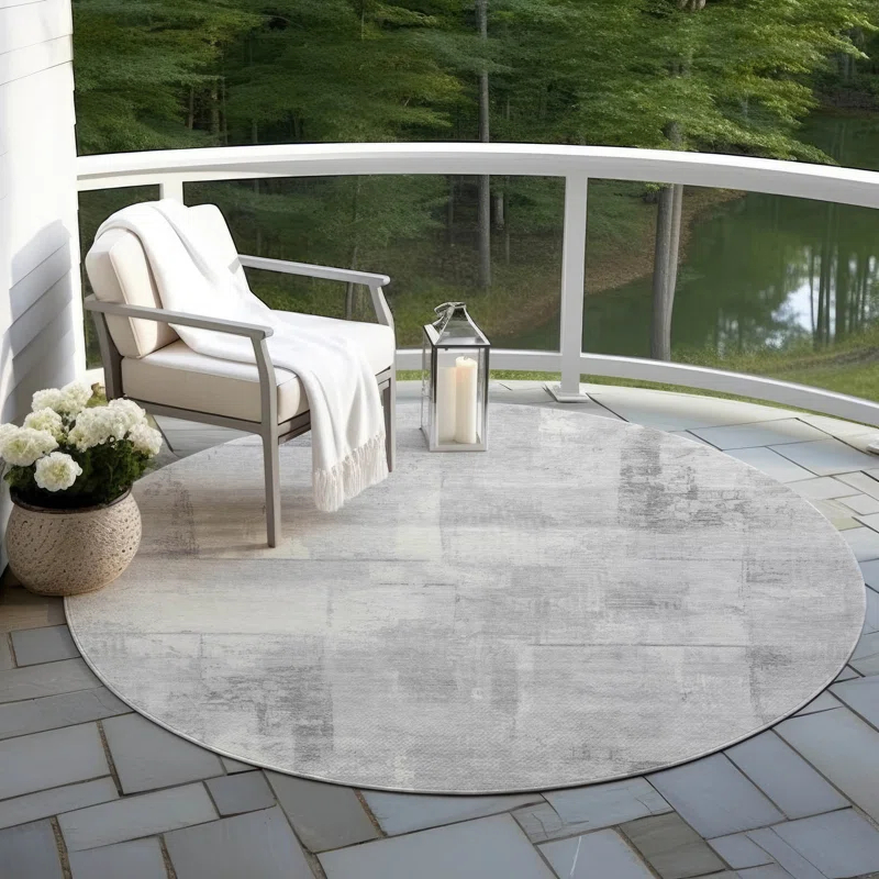 Machine Washable Indoor/Outdoor Chantille ACN1714 Gray Rug