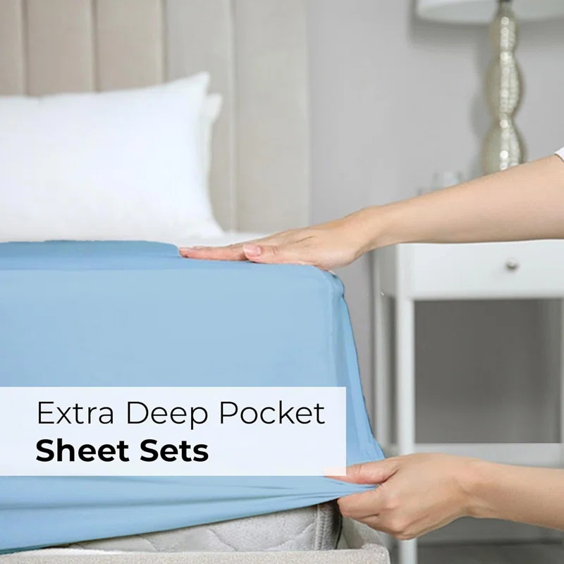 CGK Linens 6 Piece Extra Deep Pocket Ultra Soft & Cooling Sheet Set