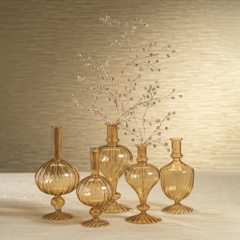 Winston Porter Trinida Vellum 2-Piece Set Spiral Glass Vases, Urn Shape