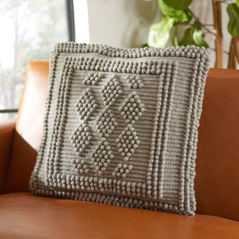 Safavieh Darvey Embroidered Wool Blend Reversible Throw Pillow