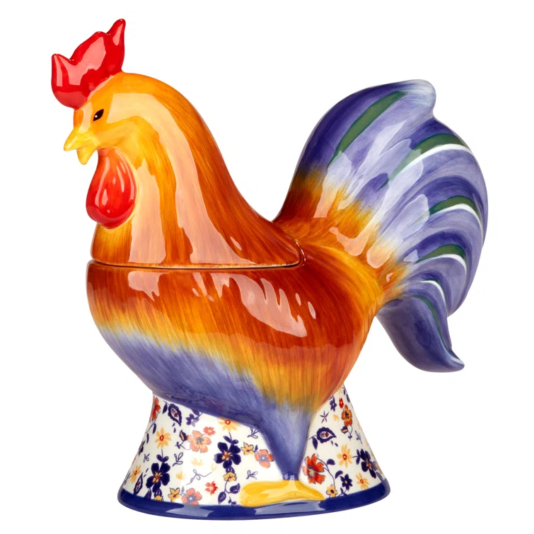 Certified International Morning Rooster 3-D Rooster Cookie Jar 12.25in x 5.75in x 11.5in 48 oz