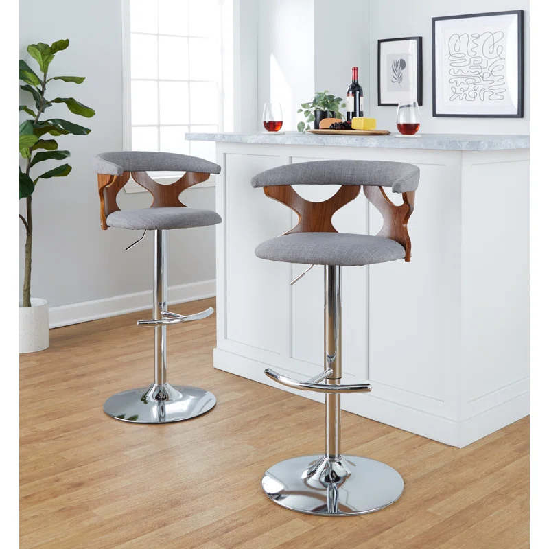 LumiSource Gardenia Swivel Upholstered Adjustable Height Counter Stool with Metal Frame (Set of 2)