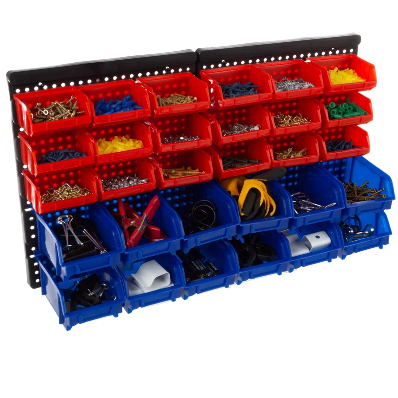 Stalwart Wall-Mounted Garage Storage Bins for Garage Organization, Craft Supply Storage, Tool Box Organizer