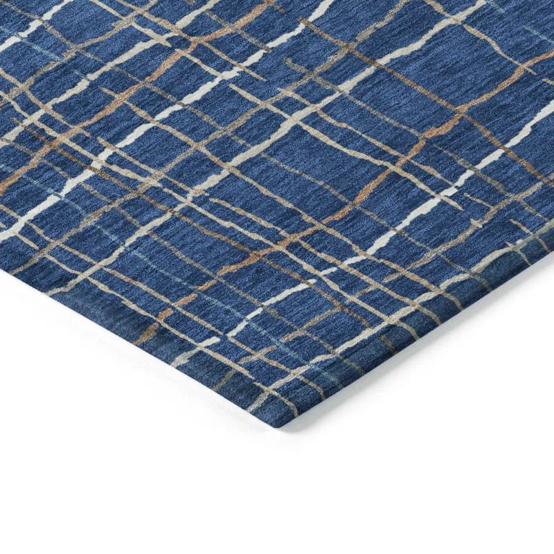 Machine Washable Indoor/Outdoor Chayden ACN998 Navy 3' x 5' Rug