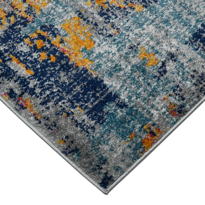 Chelsea Abstract Transitional Durable Performance Orange/Blue Area Rug