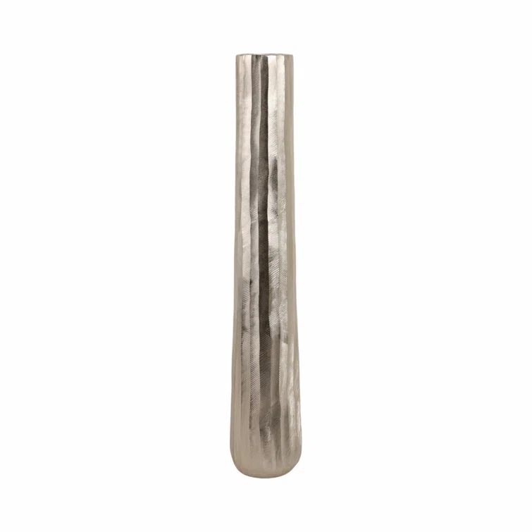 Sagebrook Home 58" Rounded Etched Metal Floor Vase, Silver | Perigold