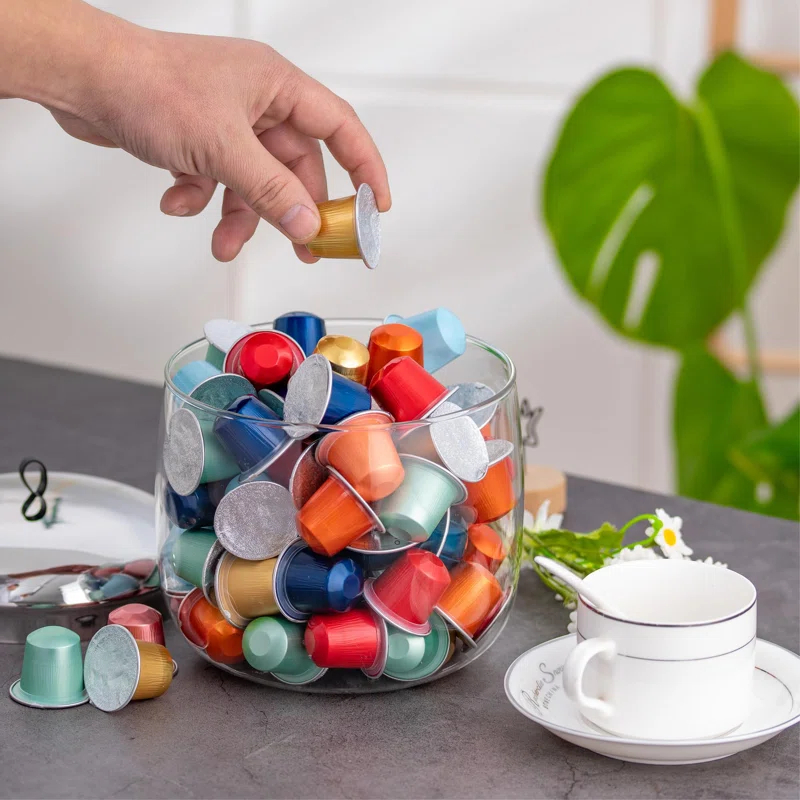 ColorLife Coffee Pod Holder, Coffee Pod Storage Compatible With 30 Nespresso Vertuo Pods, Glass K Cup Organizer For Counter, Espresso Capsule Holder For Keurig Kpod