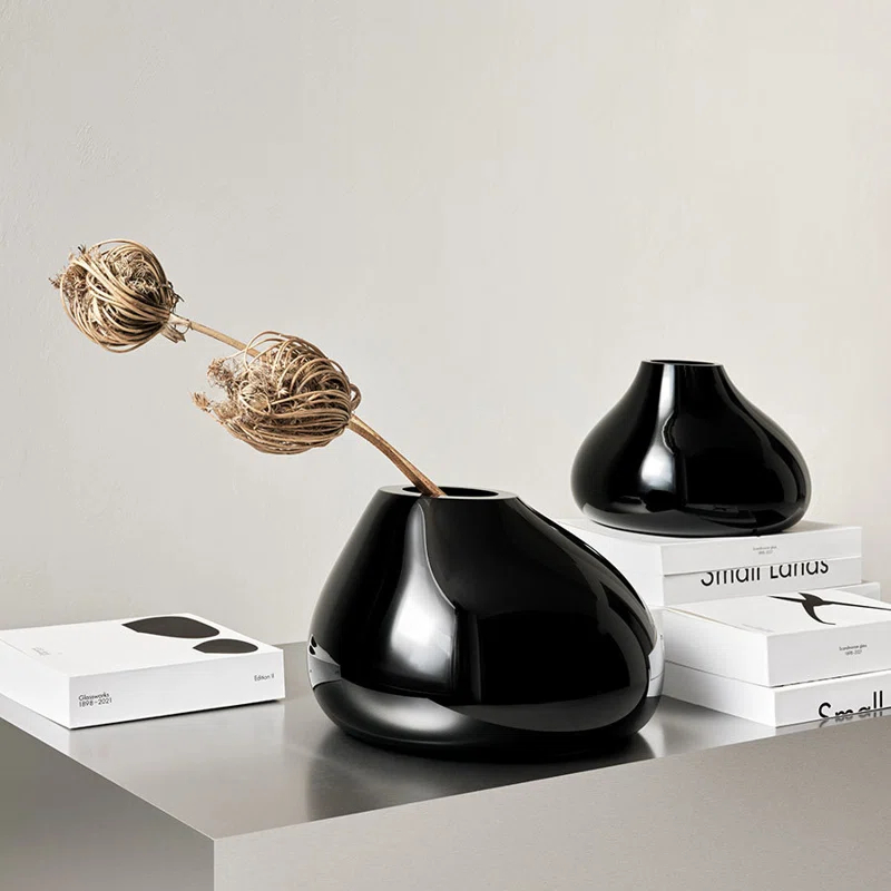 Orrefors Ebon Handmade Glass Table Vase