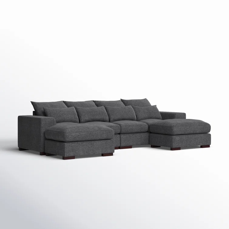 Ivy Bronx Biaggio Linen Blend Sectional with 2 Ottomans,Sectional Couch