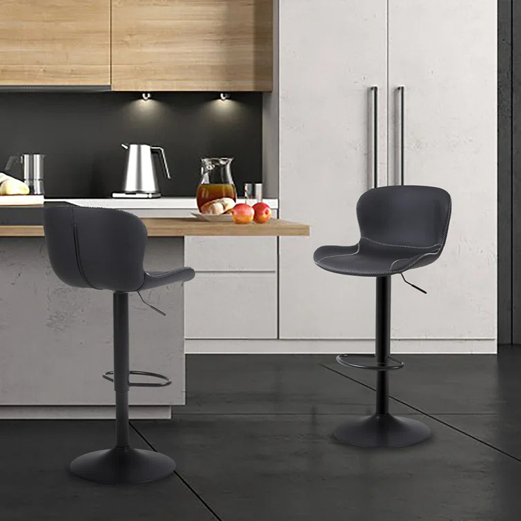 George Oliver Illyas Swivel Upholstered Adjustable Height Counter Stool with Metal Frame