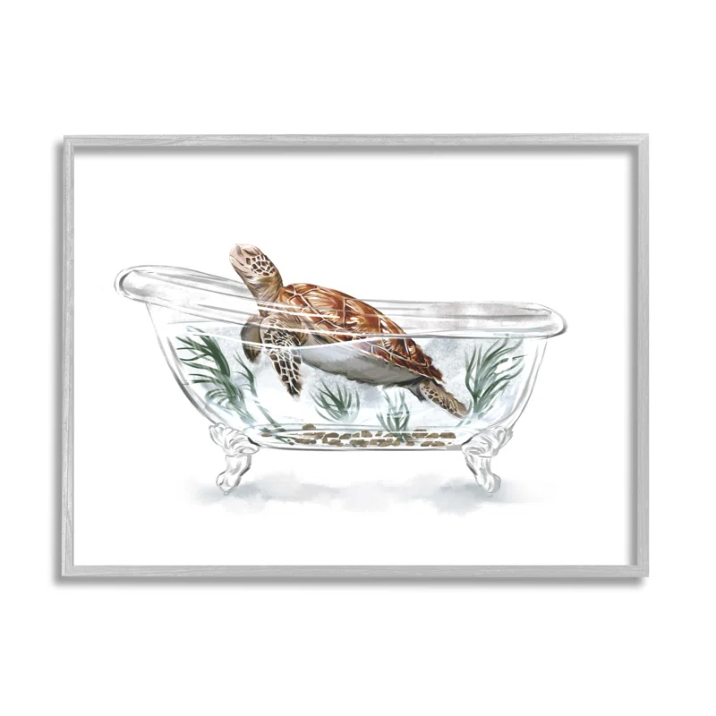 Stupell Industries " Turtle Swimming Bathtub Habitat " by Ziwei Li