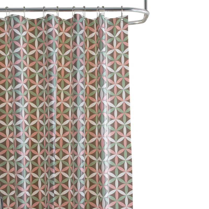 Bath Bliss Jayleen Vinyl Geometric Shower Curtain