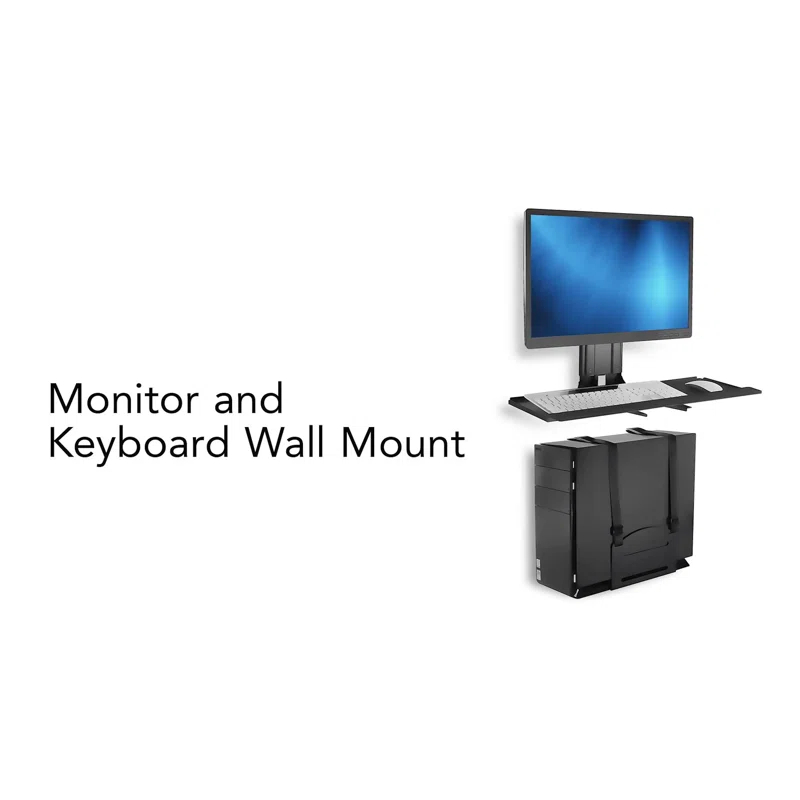 Mount-it Mount-It Height Adjustable Monitor and Keyboard Wall Mount with CPU Holder | 25 Inch Wide Platform